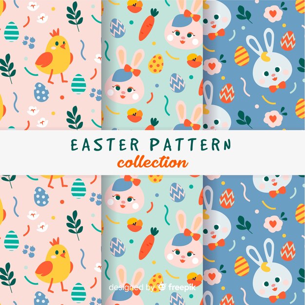 Colección patrones coloridos día de pascua