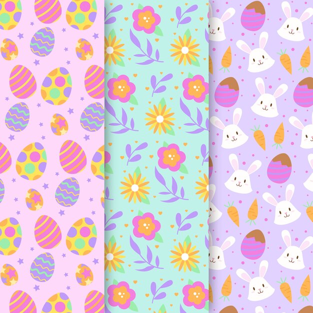 Colección de patrones coloridos para el día de pascua