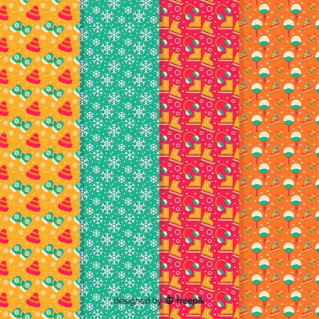 Colección patrones coloridos invierno