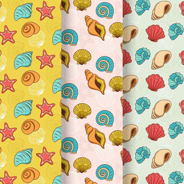Colección de patrones de conchas sin costura