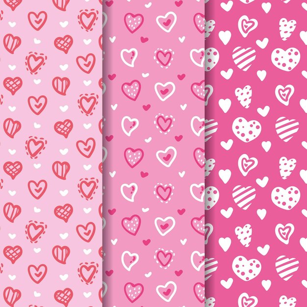 Colección de patrones de corazón dibujados a mano