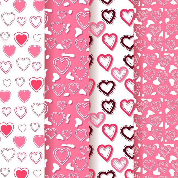 Colección de patrones de corazón de diseño plano