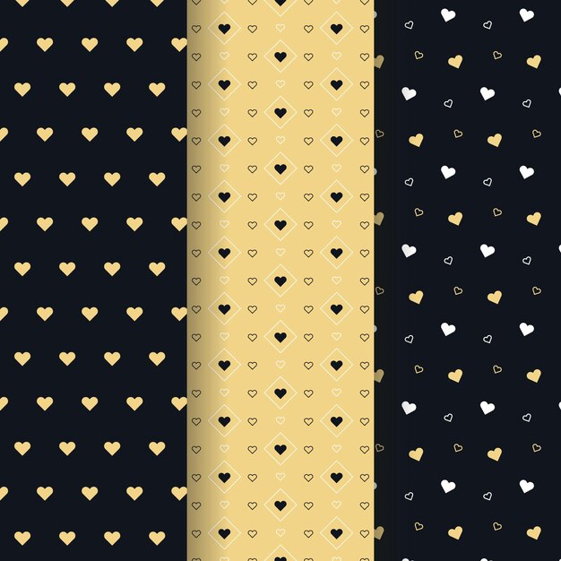 Colección de patrones de corazón de diseño plano