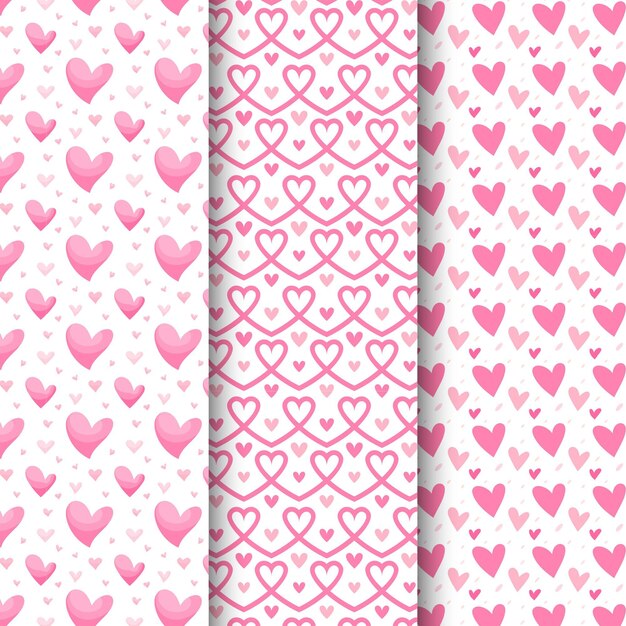 Colección de patrones de corazón plano