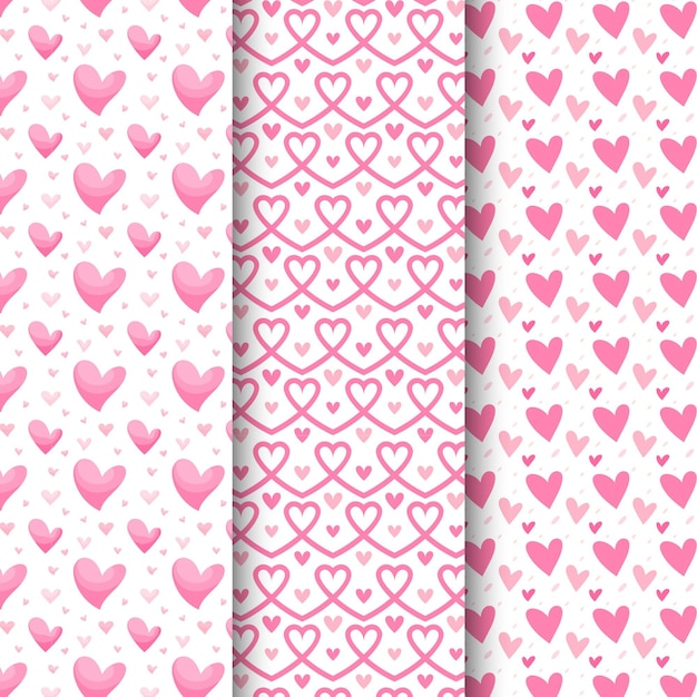 Colección de patrones de corazón plano
