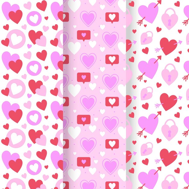 Colección de patrones de corazón plano