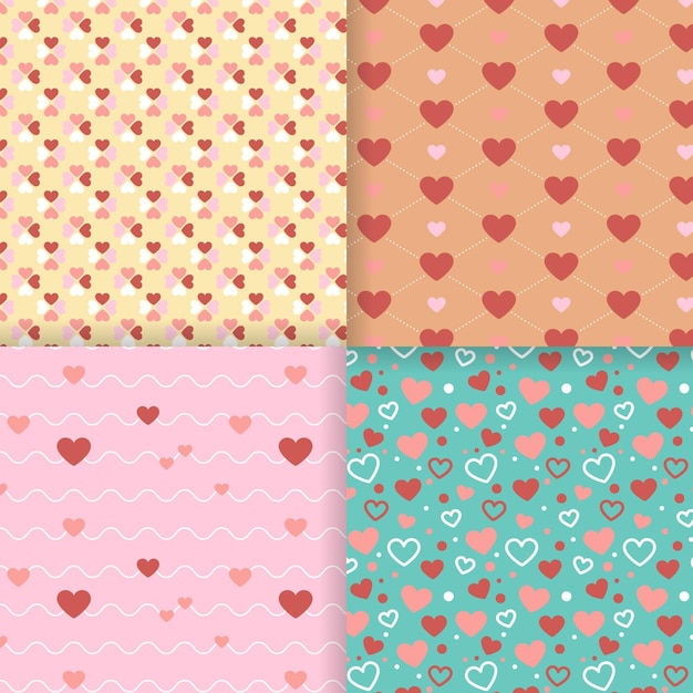 Colección de patrones de corazón plano