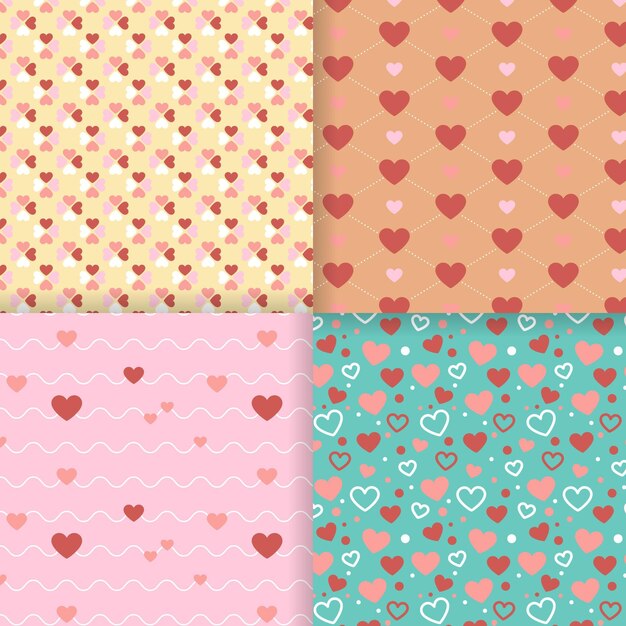 Colección de patrones de corazón plano