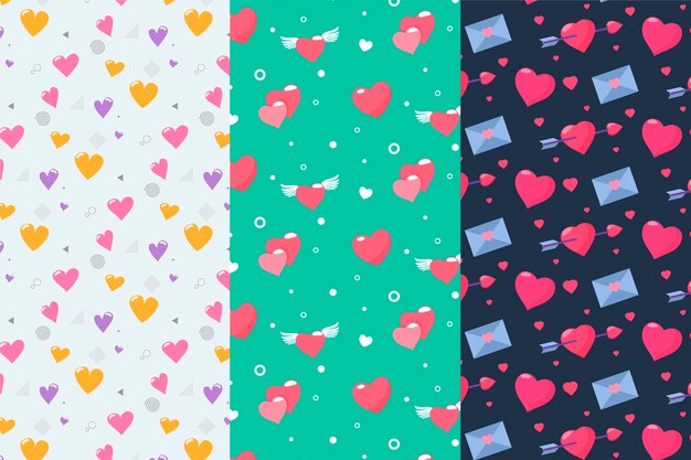 Colección de patrones de corazón plano