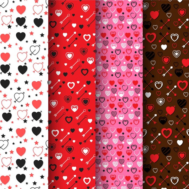 Colección de patrones de corazón plano