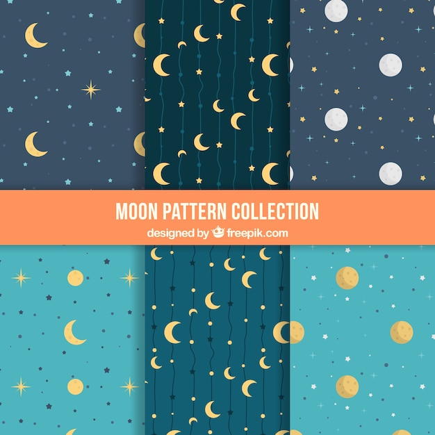 Vector gratuito colección de patrones decorativos de luna