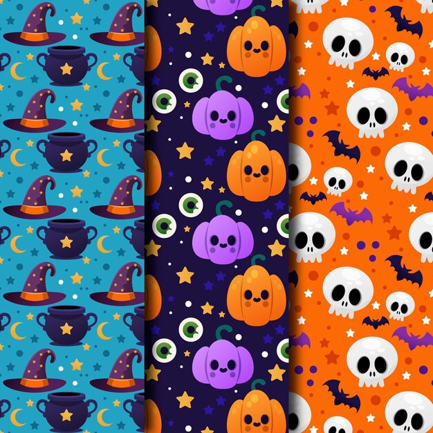 Colección de patrones degradados de halloween