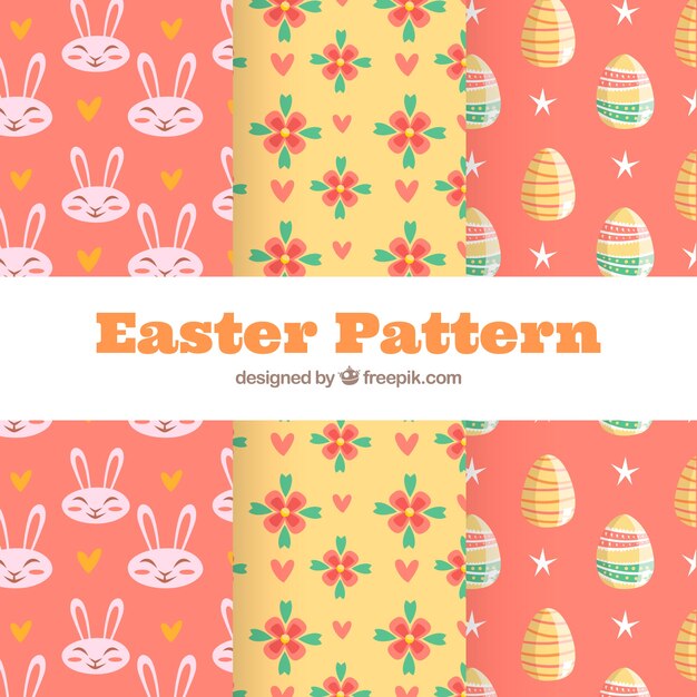 Colección de patrones de día de pascua dibujados a mano