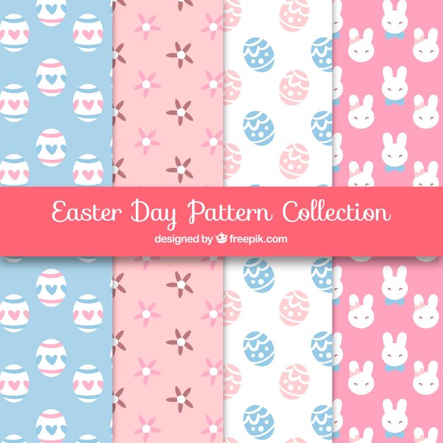 Colección de patrones de día de pascua dibujados a mano