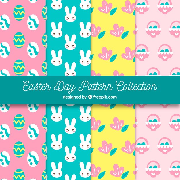 Colección de patrones de día de pascua dibujados a mano
