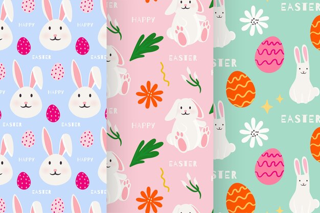 Colección de patrones de día de pascua dibujados a mano