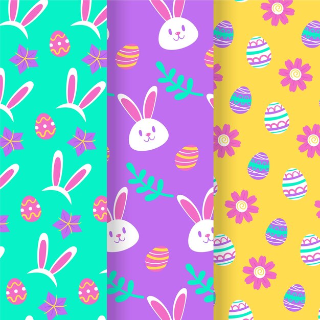 Colección de patrones de día de pascua dibujados a mano