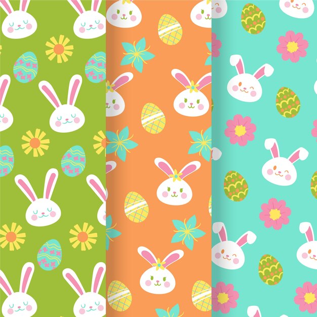 Colección de patrones de día de pascua dibujados a mano