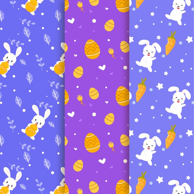 Colección de patrones de día de pascua dibujados a mano