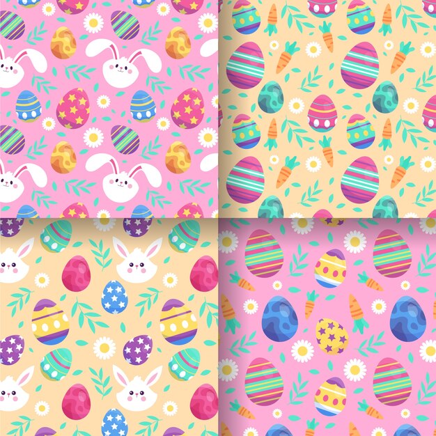 Colección de patrones del día de Pascua en diseño plano