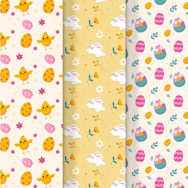 Colección de patrones del día de Pascua en diseño plano