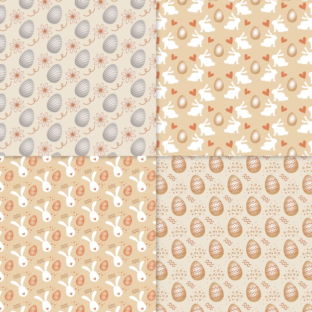 Colección de patrones del día de Pascua en diseño plano