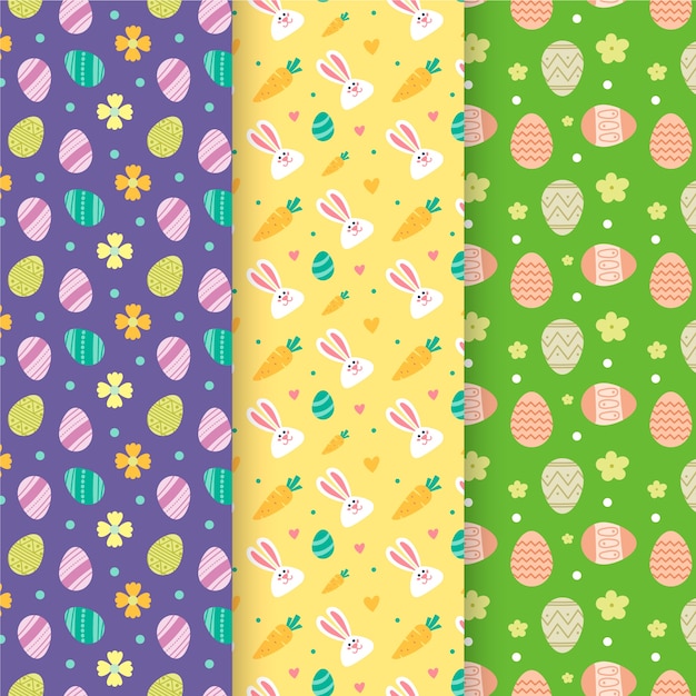 Colección de patrones de día de pascua de diseño plano