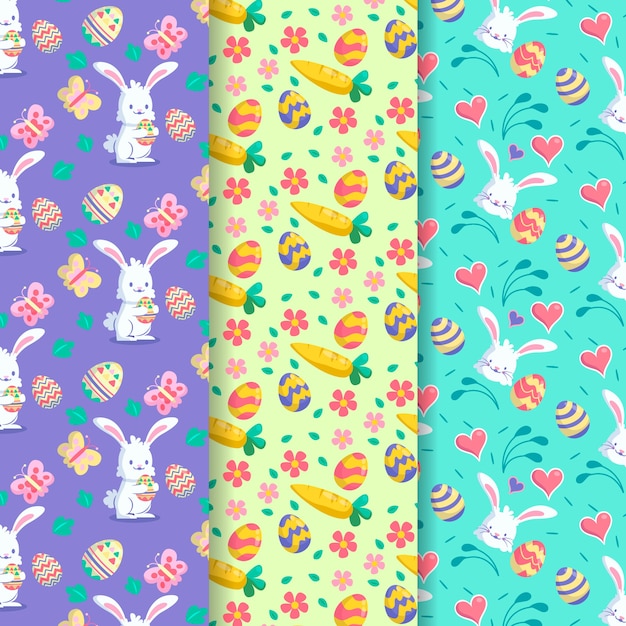 Colección de patrones del día de Pascua en diseño plano