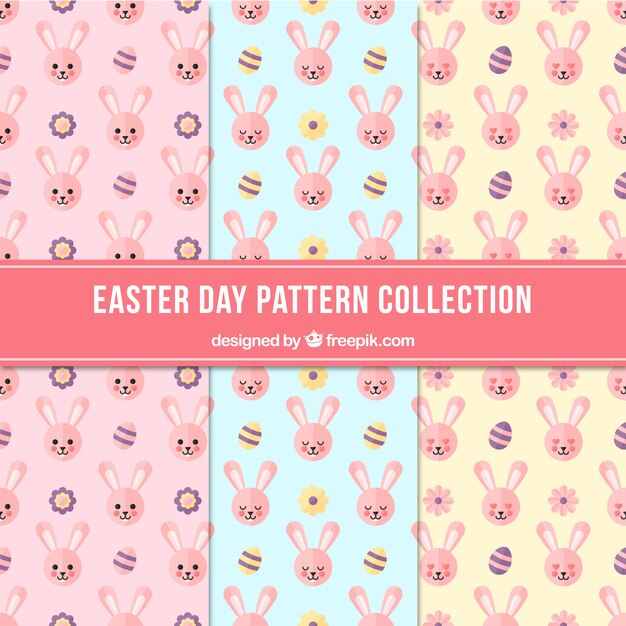Colección de patrones del día de pascua en estilo plano