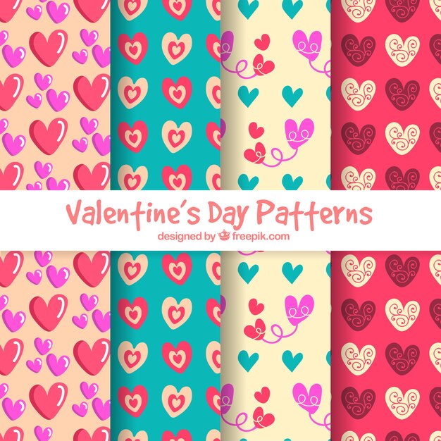 Colección de patrones de día de san valentín dibujados a mano
