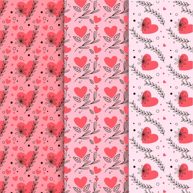 Colección de patrones de día de san valentín de diseño plano
