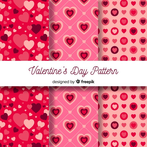 Vector gratuito colección de patrones del día de san valentin