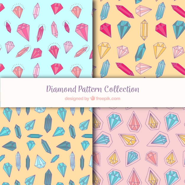 Vector gratuito colección de patrones con diamantes en diferentes colores