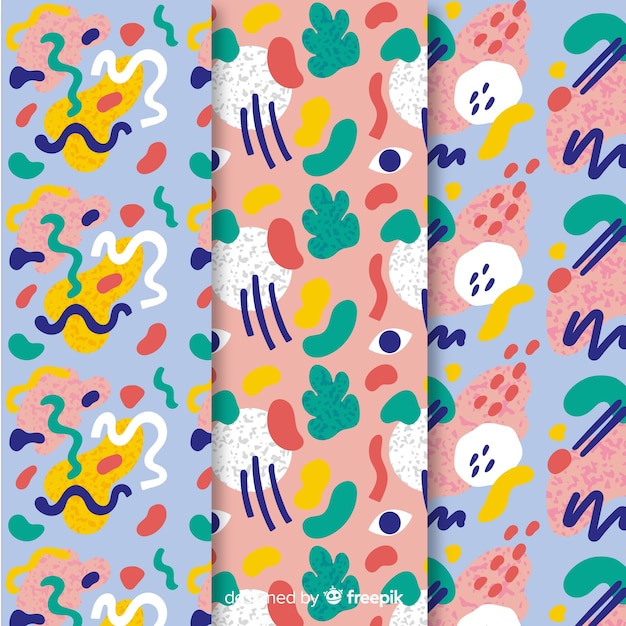 Colección de patrones dibujados a mano abstracta