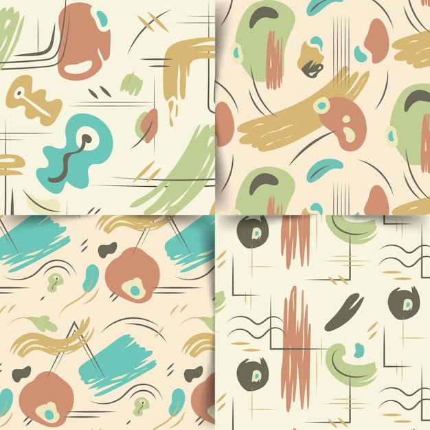Colección de patrones dibujados a mano abstracta