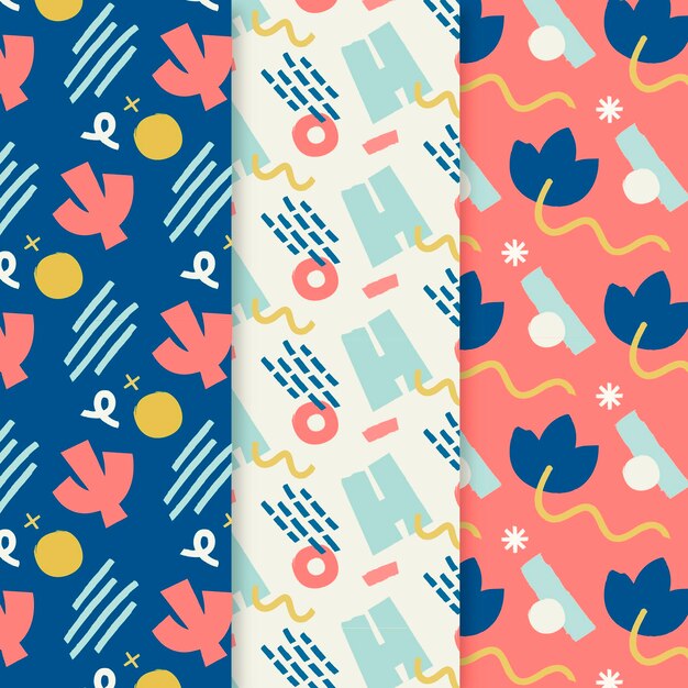 Colección de patrones dibujados a mano abstracta