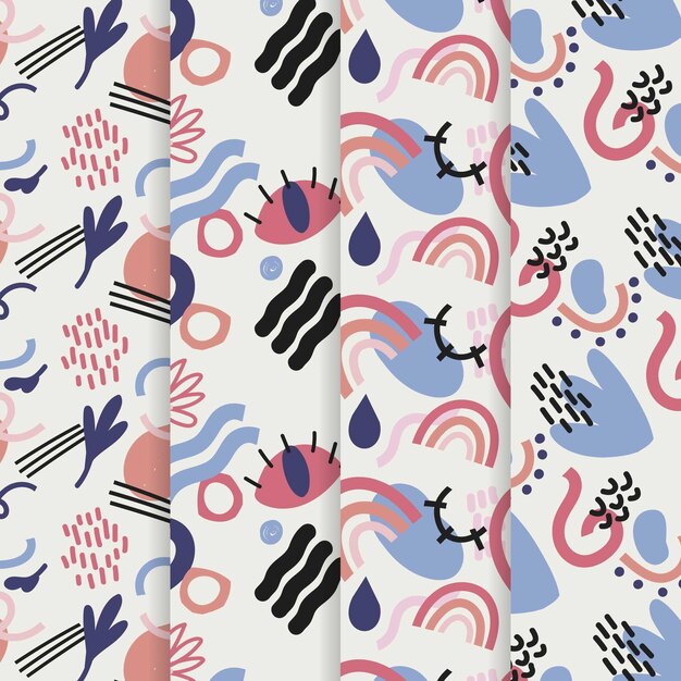 Colección de patrones dibujados a mano abstracta