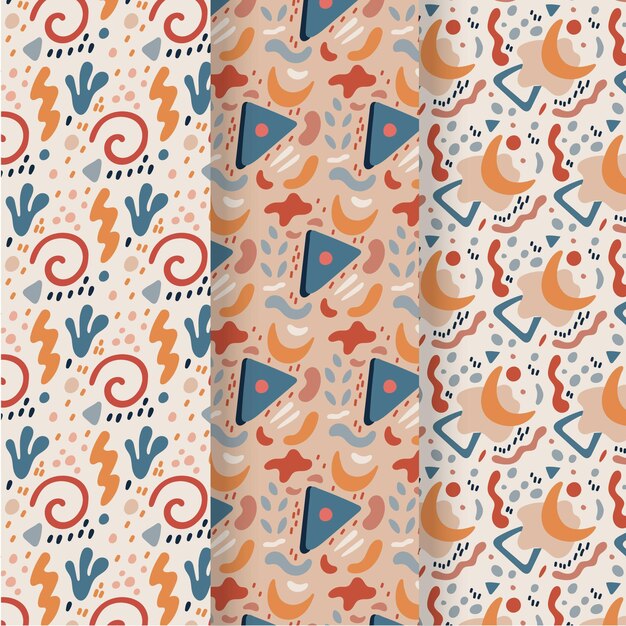 Colección de patrones dibujados a mano abstracta