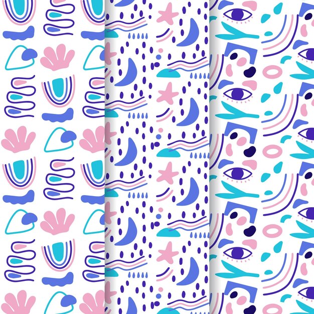Colección de patrones dibujados a mano abstracta
