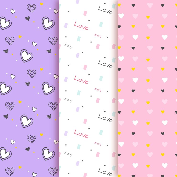 Vector gratuito colección de patrones dibujados a mano del día de san valentín