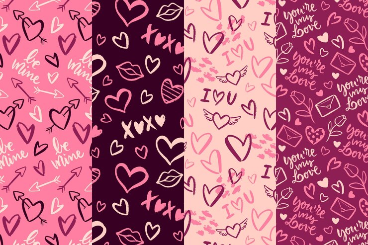 Vector gratuito colección de patrones dibujados a mano del día de san valentín
