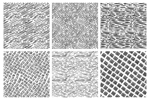 Vector gratuito colección de patrones dibujados a mano de grabado