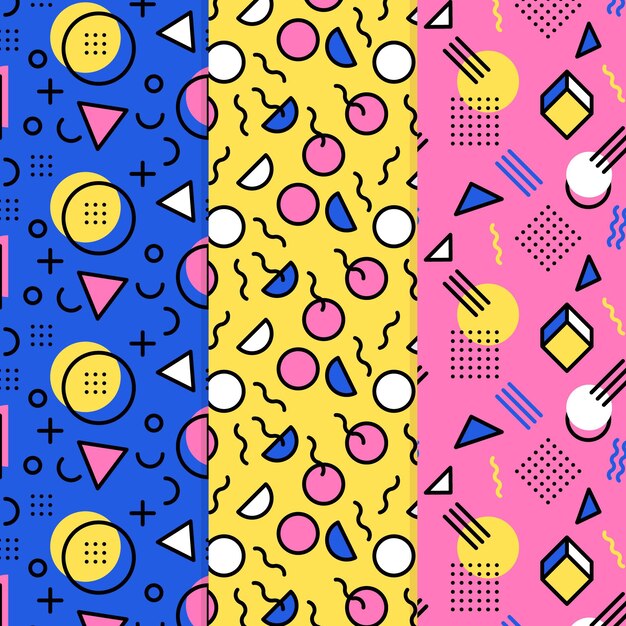 Colección de patrones de diseño de Memphis