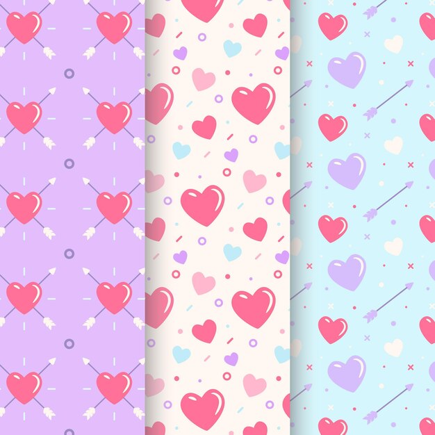 Colección de patrones de diseño plano del día de san valentín