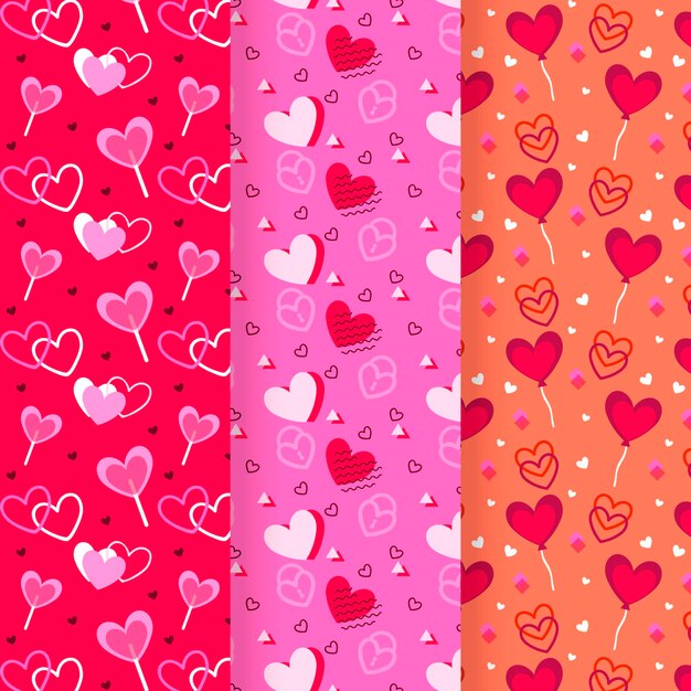 Colección de patrones de diseño plano del día de san valentín
