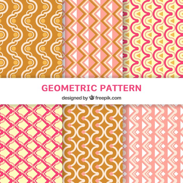 Colección de patrones con diseño plano y geométrico 