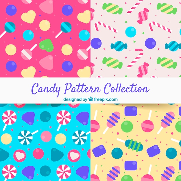 Colección de patrones de dulce con colores diferentes