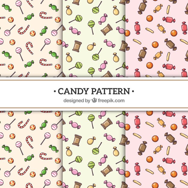 Colección de patrones de dulce en estilo hecho a mano