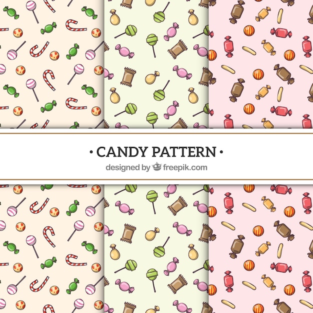 Colección de patrones de dulce en estilo hecho a mano