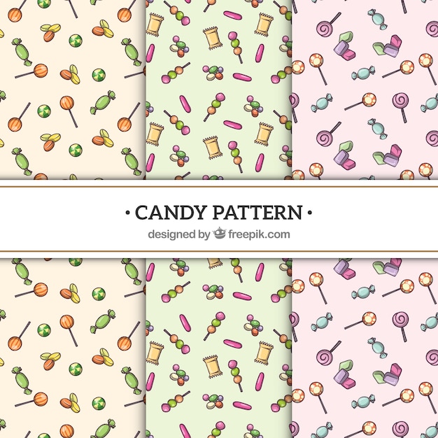 Colección de patrones de dulce en estilo hecho a mano